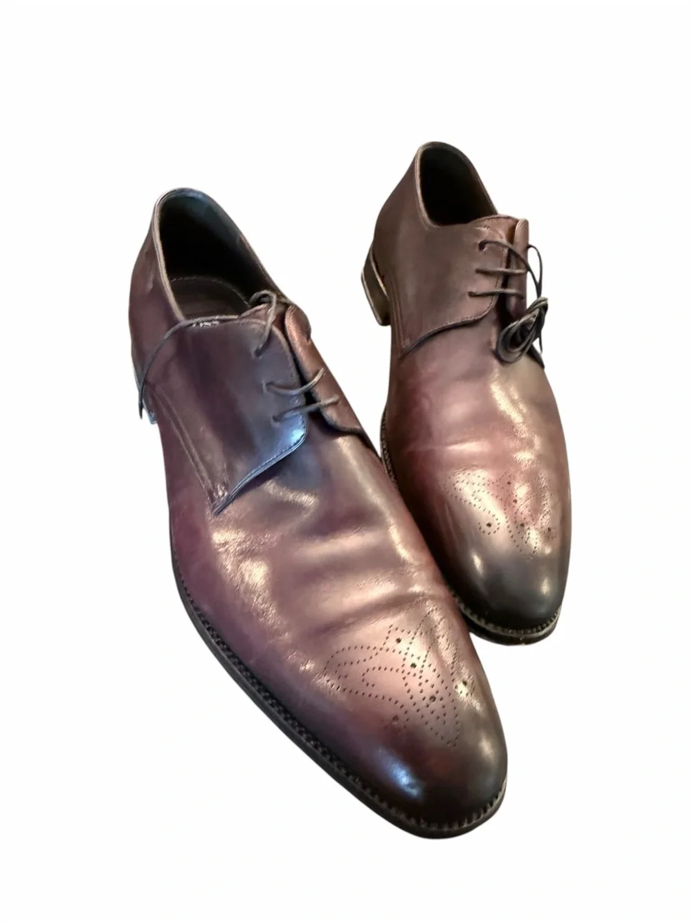 Hugo Boss Colby Leather Derby Dress Shoes Mens 9 Rich Burgundy Business Lace Up